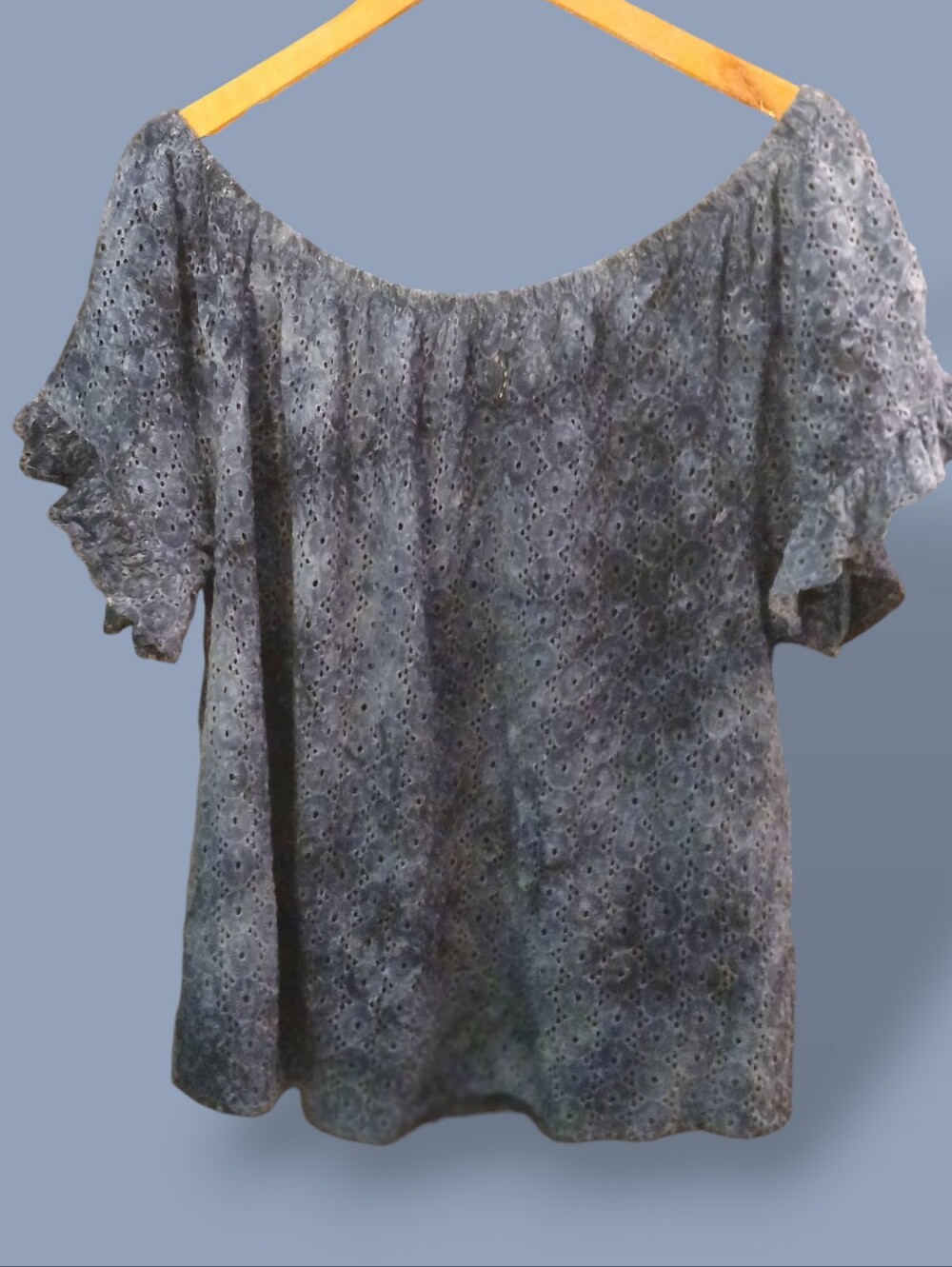 Knox Rose Blue Eyelet Off-Shoulder Blouse XL